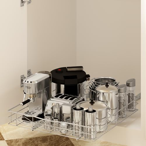 Pull Out Cabinet Organizer, 50LB Load Capacity Bottom-mount Sliding