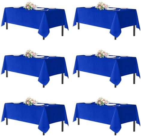 sancua Royal Blue Tablecloths 60x120 Inch for 8 Foot Tables, 6 Pack