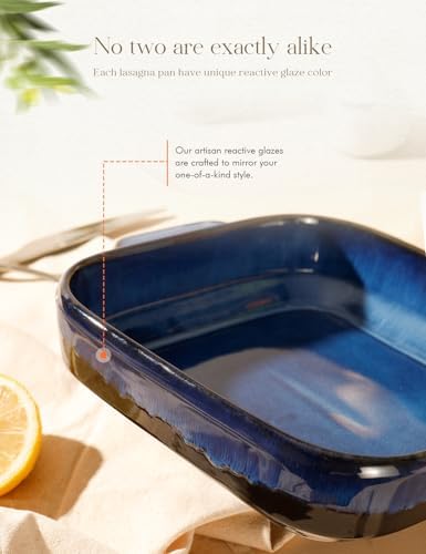 8x8 Baking Pan Ceramic Square Baking Dish with Handle for Brownie 48oz