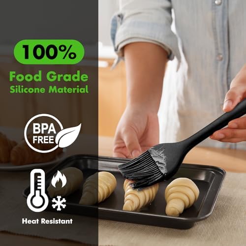 HOTEC 600°F Heat Resistant Silicone Basting &Pastry Brushes, Black 2