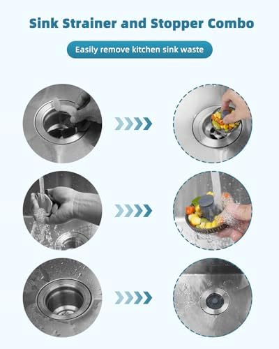 Universal 3 in 1 Kitchen Sink Stopper Strainer, 304 Stainless Steel