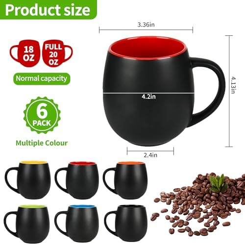 BYCNZB 20oz ceramic Coffee Mug Sets Matte Black Porcelain Mug Multiple