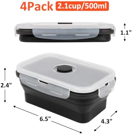 Collapsible Silicone Food Storage Containers Set with Lid & Air