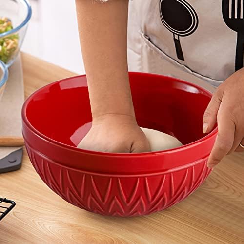 AVLA Porcelain Mixing Bowls for Kitchen, 3/1.8/1.2 Qt Ceramic Large