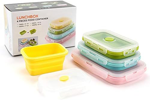 Collapsible Silicone Lunch Bento Box, Portable Food Storage Container