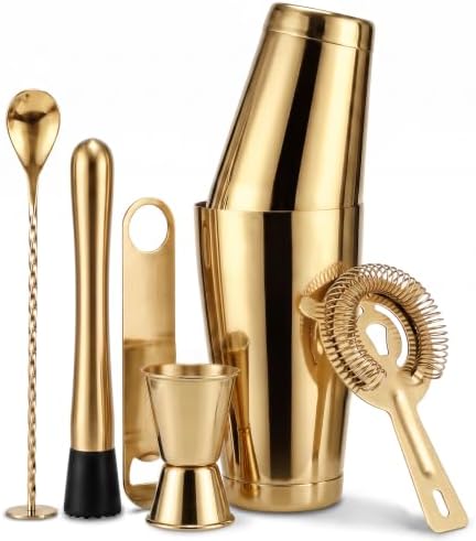 Boston Cocktail Shaker Set 6-Piece Stainless Steel Bartender Kit