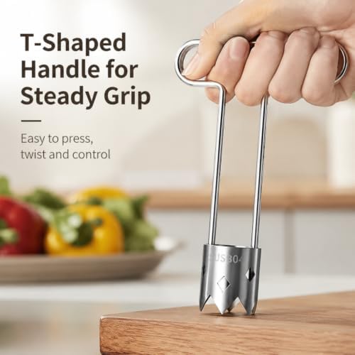 Home Cooks Kitchen Red Bell Pepper Seed Corer Tool, Stainless Steel