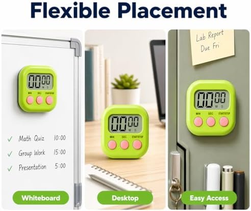 12-Pack Magnetic Large LCD Countdown Timers, Style A