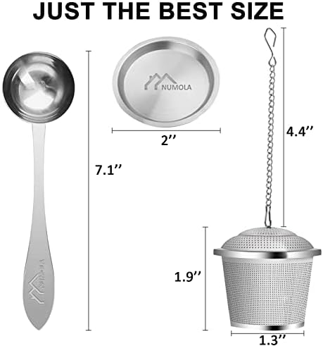Numola Tea Ball Infuser for Loose Tea with Spoon and Drip Tray, 2Pcs