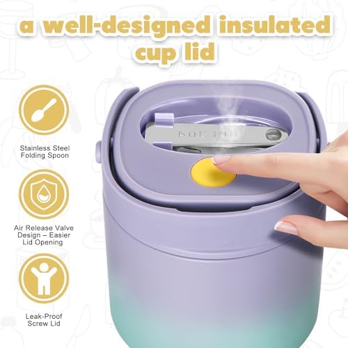 2 - in - 1 Soup Thermo for Hot Food 14oz with Snack Box Container Leak