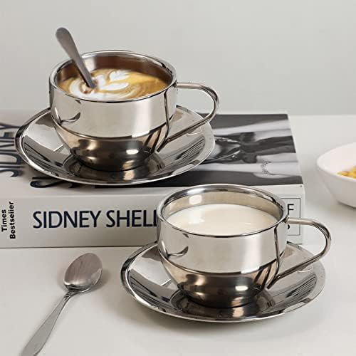 Okllen 4 Pack Stainless Steel Coffee Cup Set, 6 Oz Coffee Mugs with
