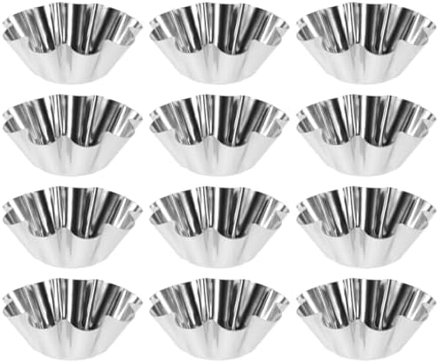 Zerodeko 12 Pack Flower Tartlet Pans Non-Stick Egg Tart Molds Reusable