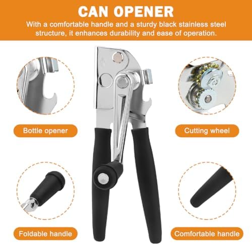 Heavy‐Duty Manual Can Opener with Smooth Edge, Hand Crank Bottle