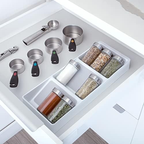 Smart Design 3 Section Plastic Spice Rack Drawer - Non-Slip Lining and