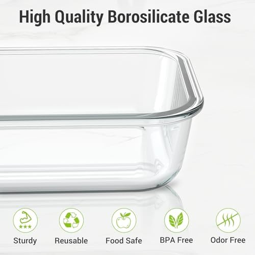 Dealusy 10 Sets Glass Food Storage Containers, Gray
