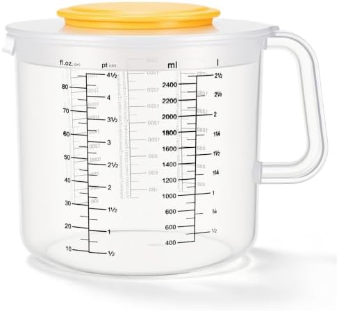 Measuring Plastic Mixing Bowl with Lid and Handle for Baking