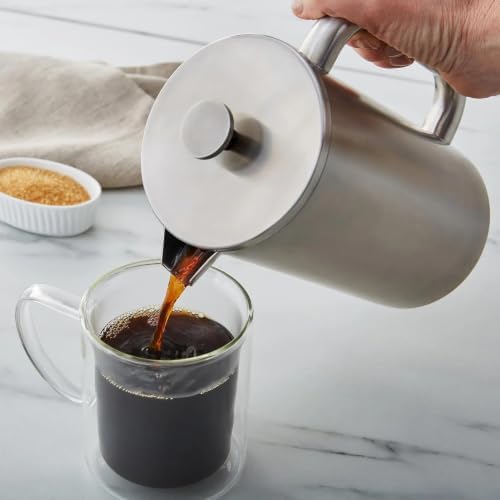 Sur La Table Stainless Steel French Press, 8 Cup, Silver