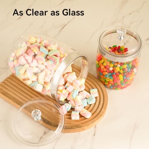 2 Pcs Candy Cookie Jar with Lids - 128 Oz & 74 Oz Plastic Clear
