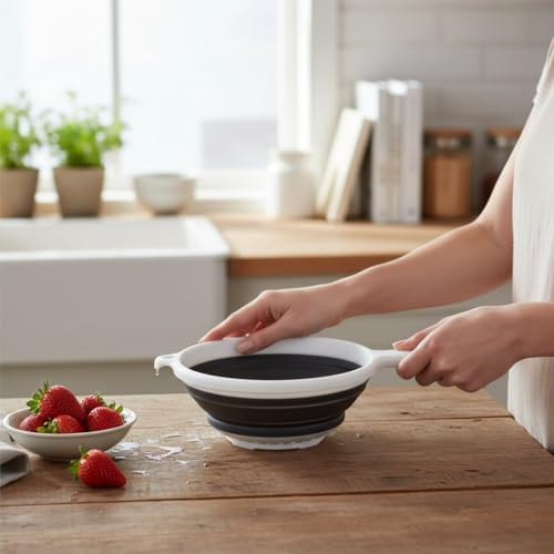 Handy Housewares 8" Round Space Saving Collapsible Silicone Kitchen