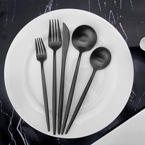 Matte Black Silverware Set, Vanys 20 Piece Stainless Steel Cutlery