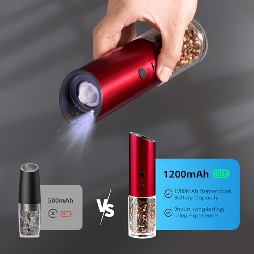 Vzaahu Gravity Electric Pepper and Salt Grinder Set, 2 Pack