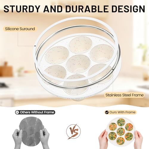 Vinino Silicone Air Fryer Muffin Pan with Reinforced Frame, Egg Bite