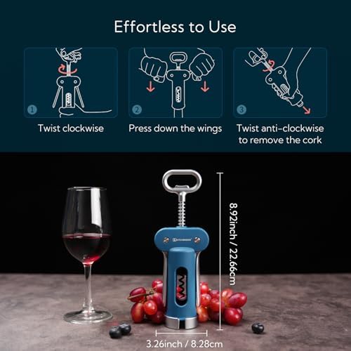 KITCHENDAO Luxury 3 in 1 Wine Opener with Foil Cutter, Beer Bottle