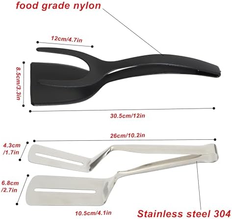 Dual-Purpose Nylon Egg Flipper Spatula & Stainless Steel Fish Turner