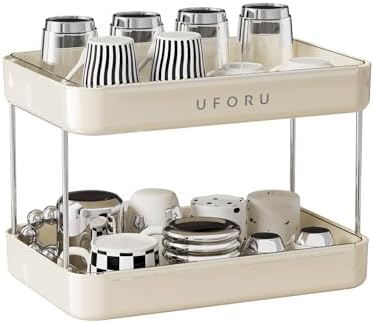 UFORU Countertop Coffee Station Organizer,Cup Rack,Mug & Wine Glass