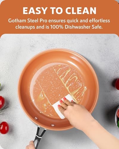 Gotham Steel Hard Anodized Pots and Pans Premium Cookware Set with Ultimate Nonstick Ceramic & Titanium Coating, Oven and Dishwasher Safe, Copper
