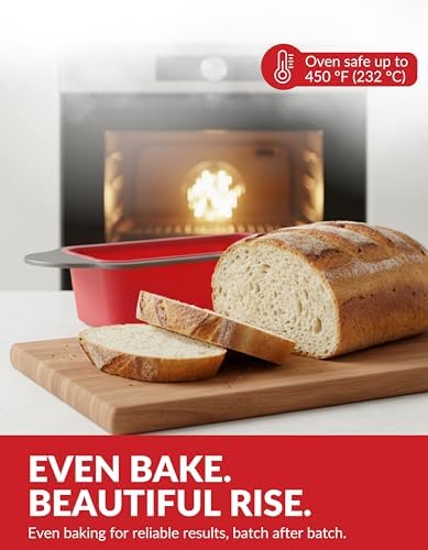 Boxiki Kitchen Premium Non-Stick Silicone Bread Loaf Pan, 9x5 Inches