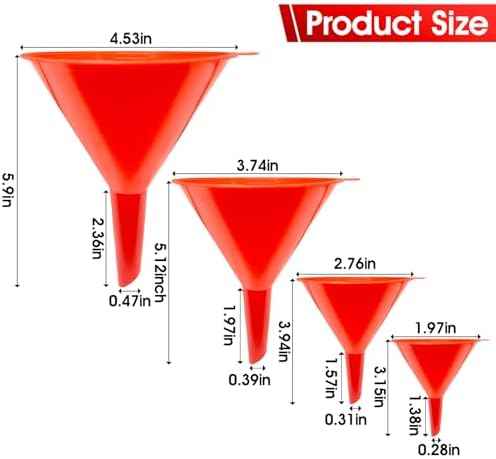DEDC Oil Funnels, Gas Funnels, Plastic Funnel Set for Car, Automotive