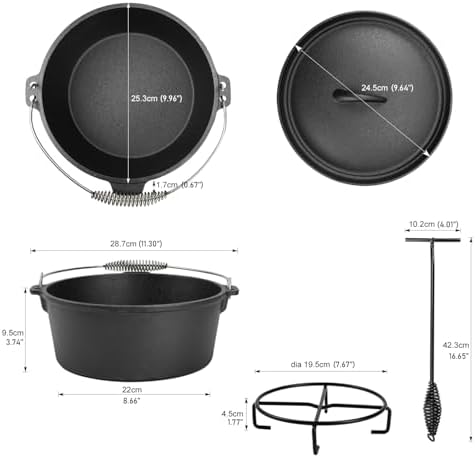 8 Piece Cast Iron Pots and Pans Set Cast Iron Skillets Bakeware And Square Grill Pan Camping Kitchen Cookware