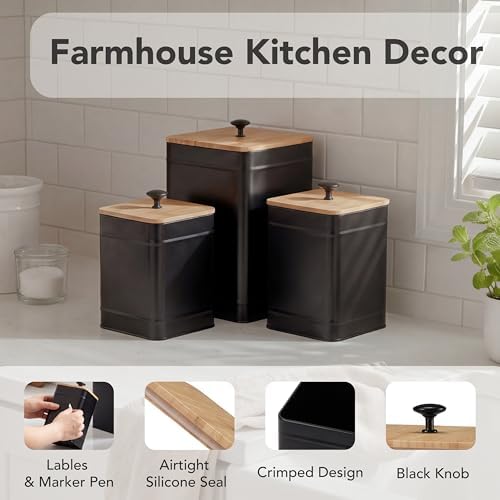 PERFNIQUE Kitchen Canisters for Countertop Set of 3, Airtight