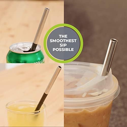 STRO Portable Reusable Metal Straw with Travel Case & Built-in