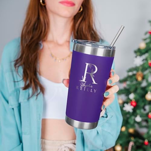Personalized Tumbler with Engraved Name - 12 Designs, 20 Oz Coffee
