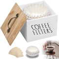 Wooden Coffee Filter Holder with Lid, Large Capacity Rustic Storage