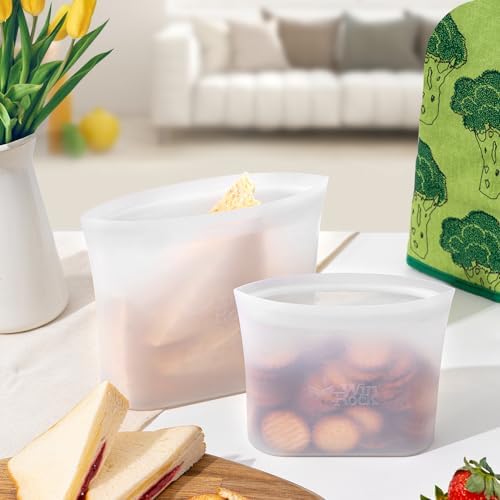 Winrock Reusable 100% Silicone Food Storage Bags, Sandwich Snack Bags