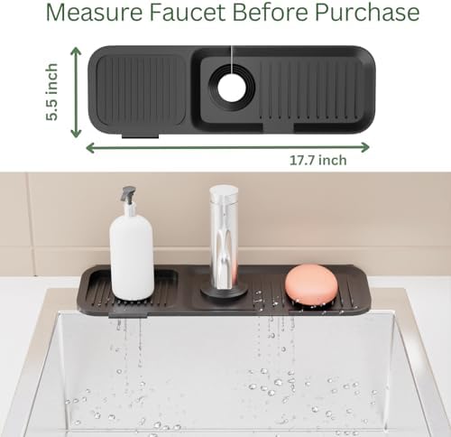 Kitchen Sink Splash Guard, Black 5° Sloped, Silicone Draining Mat for