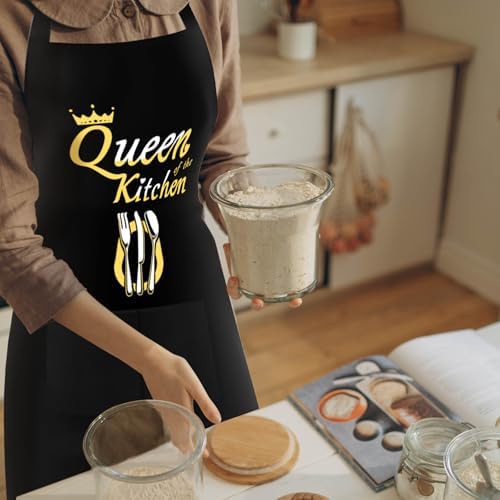 Funny Baker Black Cooking Chef Apron with 2 Pockets Gift for Women Mum