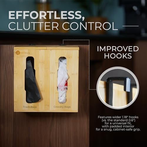 2-in-1 Bamboo Plastic Bag Holder and Trash Dispenser – Large Capacity