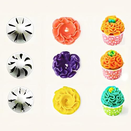 Kasmoire 3Pcs/set Ball Russian Piping Tips,Stainless Steel Russian