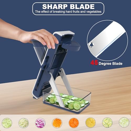 Mandoline Slicer for Kitchen, White Blue