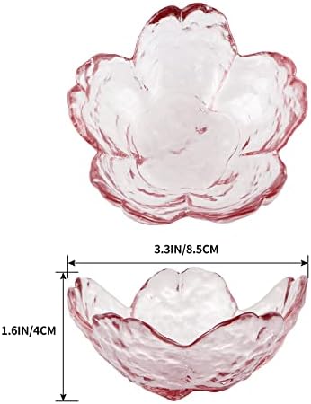 8 Pcs Glass Sakura Soy Sauce Dishes, Cute Mini Dessert Bowls