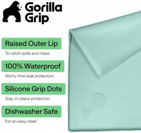 GORILLA GRIP Silicone Under Sink Mat, 34x22, Mint and Microfiber Dish