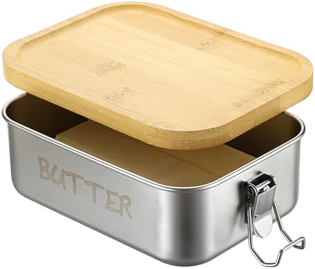 BSTKEY Butter Dish with Lid for Countertop, Stainless Steel Butter