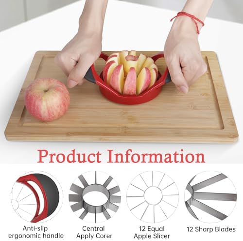Apple Slicer,4.72 Inch Apple Corer and Slicer -Apple Cutter,Red
