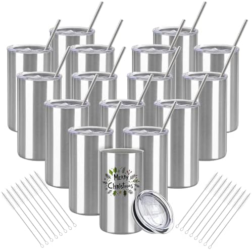 YOUKE OLA 16 Pack Tumblers Blanks Bulk Skinny Straight Tumbler