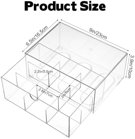 Rainmae Tea Bags Organizer Clear Acrylic Teabag Drawer Holder with 9