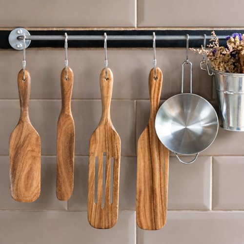Spurtle Set, Natural Acacia Wooden Kitchen Utensils Set of 4, Wooden